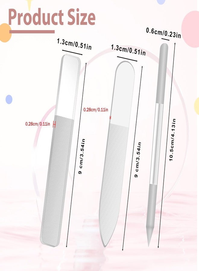 Styquenzer 3 PCS Glass Nail Files for Natural Nails, Glass Nail Buffer and Shine Kit Professional Crystal Manicure Tools Double Sided Manicure Pedicure Tools Nails Kit for Shaping Buffing and Polishing Nailes - Image 2